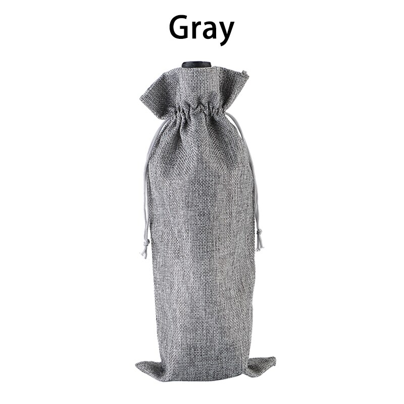 Linen Wine Bottle Covers With Drawstring Jute Wine Bag Holder Carrier For Champagne Olive oil Packaging Pouch: 03