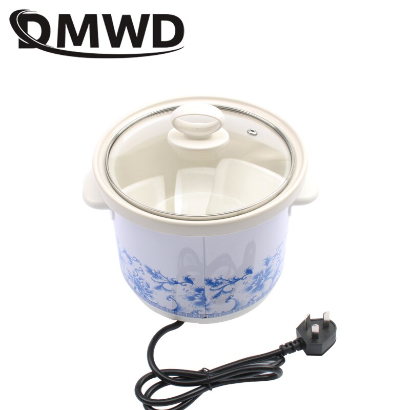 CUKYI electric 180w Slow Cookers mini mechanical timer control stew foods Ceramic liner Blue and white porcelain color 2.5L