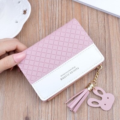 Geometria retalhos borla carteira feminina zíper curto grande capacidade moeda bolsa casual breve titular do cartão bolso moda saco de embreagem: 13