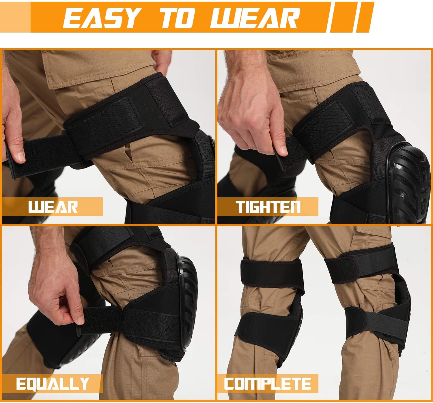 Knee Pads for Work with Heavy Duty Gel Cushion and Adjustable Non-Slip Velcro Straps Kneepads Perfect for Gardening, Flooring