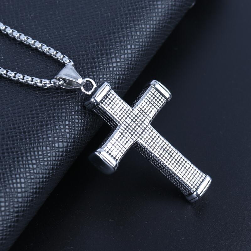 HNSP Hip Hop Solid Big Cross Pendant necklace For Men Male Stainless steel chain