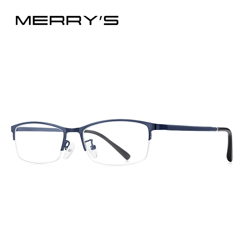 MERRYS Men Women Alloy Glasses Half Frame Myopia Prescription Eyeglasses Optical Frame S2265: C02 Blue