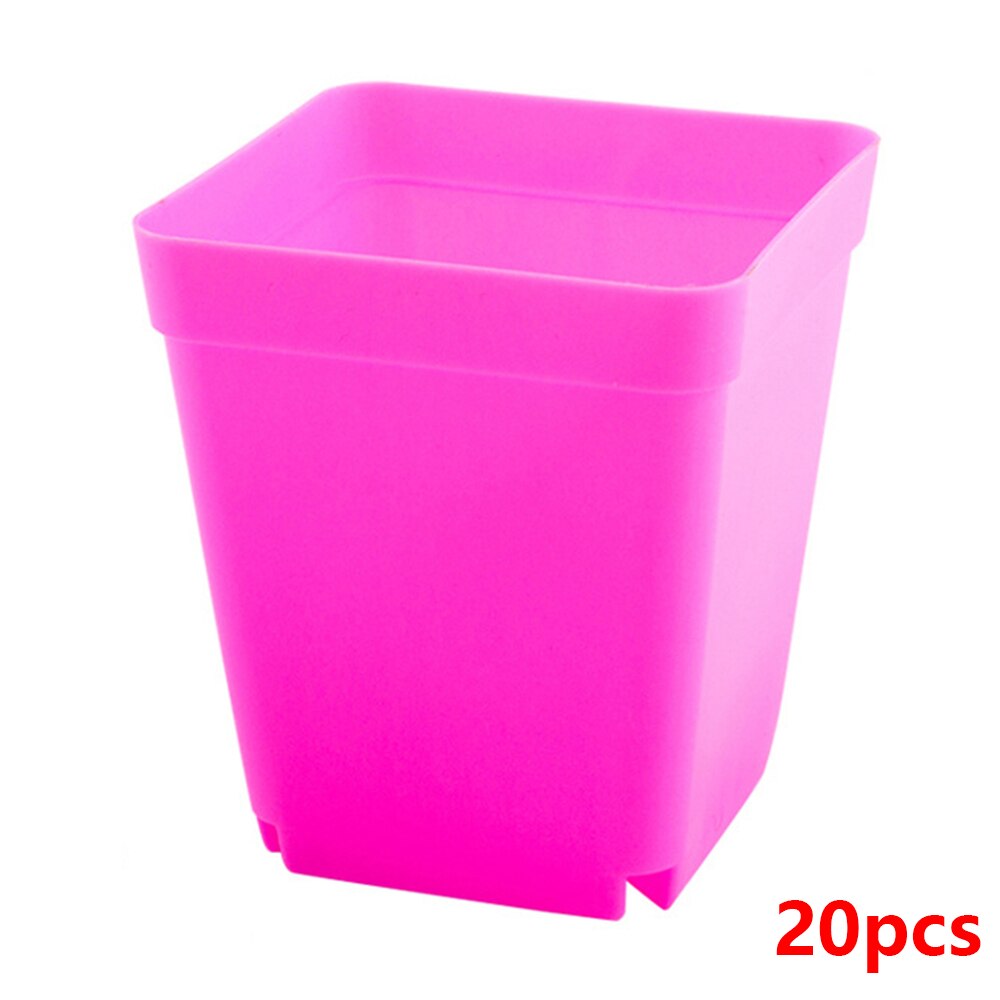 100pcs Plant Pots Small Terracotta Plastic Flower Pot Cactus Tiny Nursery Transplant Flower Pots Fall Resistant Tray Grow Box: 20pcs 7cm  pink