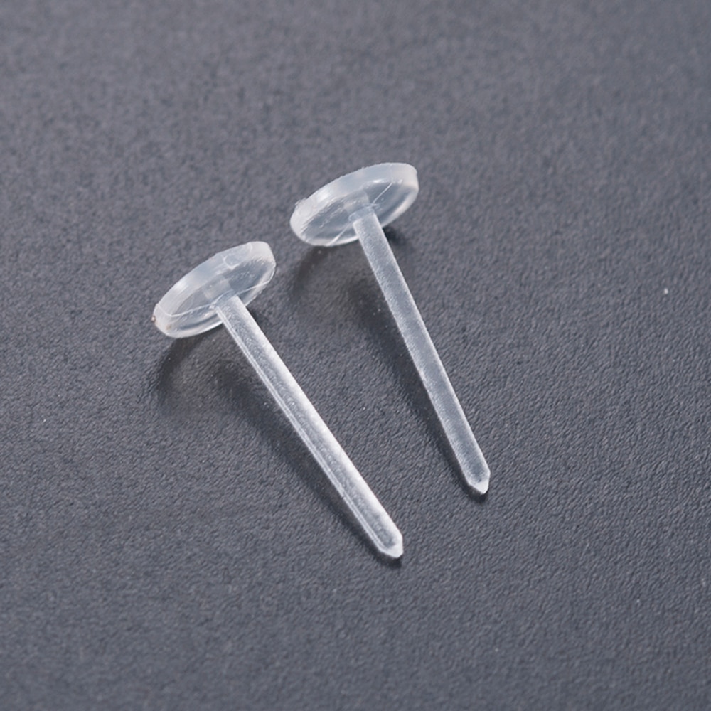 50 Stks/pak Clear Plastic Stem Rubber Anti-Allergie Oor Stud Vervanging Oorbel Accessoires Bescherm Oren Van Oor Gat Verstopping