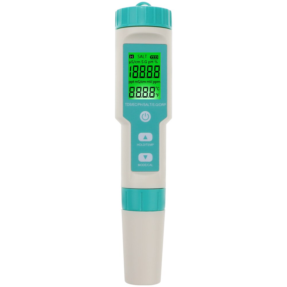 Digitale 7 In 1 Ph/Tds/Ec/Orp/Zoutgehalte/S. G/Temperatuur Meter Water Monitor Tester Drinkwater Aquaria Ph Meter: With Backlight