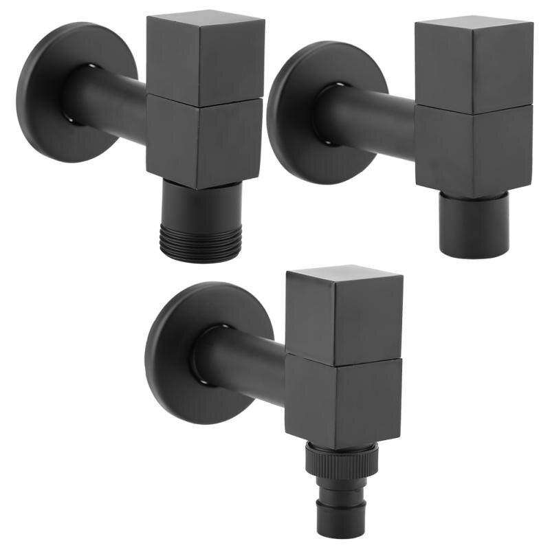 Brass Square Washing Machine Faucet Wall Mount Laundry Cold Water Tap Black