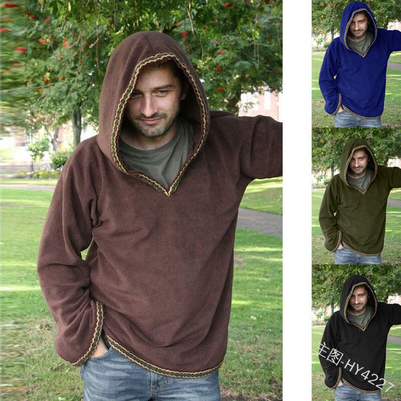 Halloween Erwachsene Männer mittelalterlich Ritter Krieger Kostüm Braun Schwarz Tunika Kleidung normannisch Ritter flechten Wikinger Pirat sächsisch Hemd