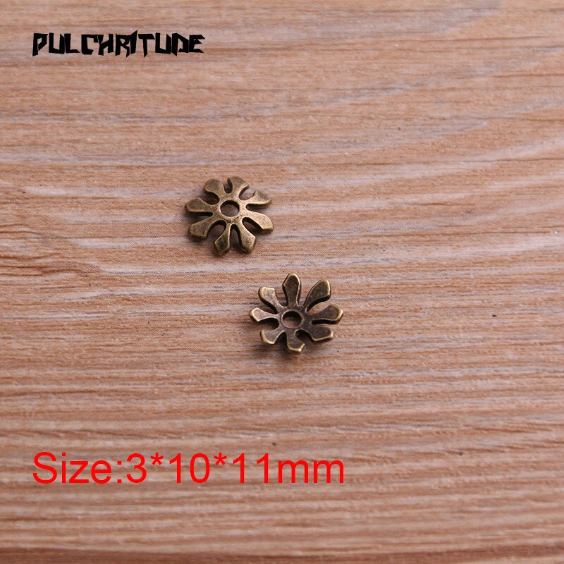 60pcs 3*10*11mm Two Color Bead Caps Charm Hollow Small Flower Pendants Jewelry Accessories DIY Receptacle Charms