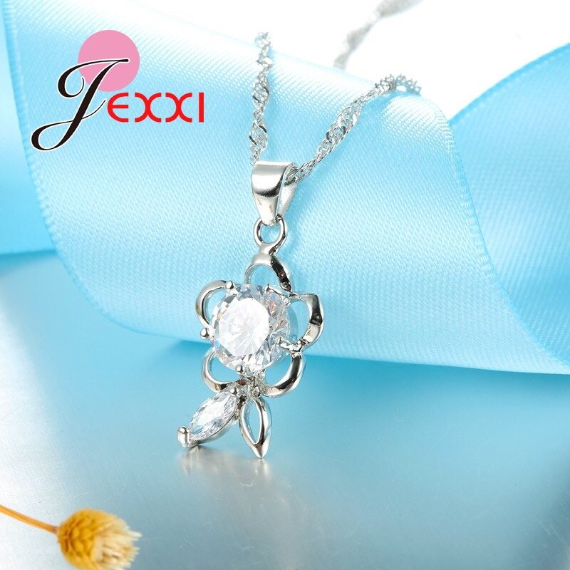 Ensembles de bijoux de mariage en cristal de Zircon cubique de de fleur Vintage pour les femmes boucles d'oreilles en argent pendentif ensembles de collier