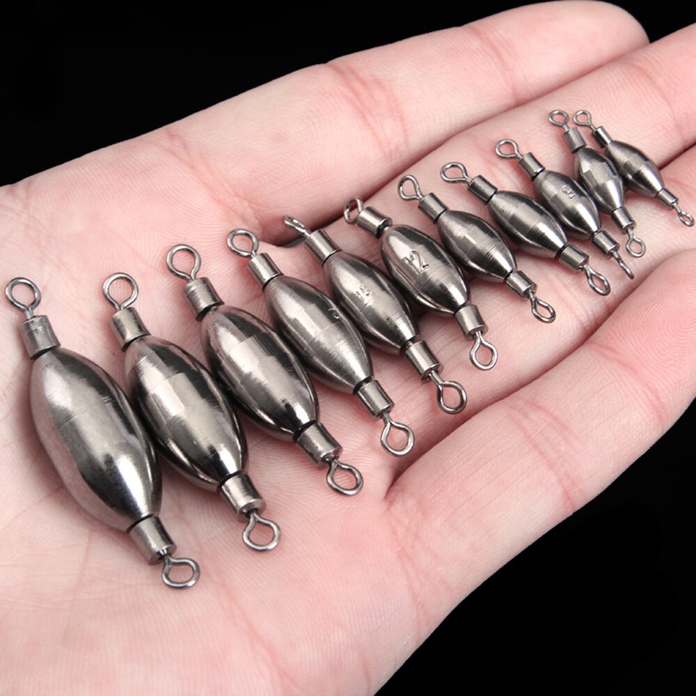 10Pcs/set Quick Set Up Brass Fishing Sinker with Inner Swivel Fishing Gear Rolling Solid Fishing Accessories Sea Fishing
