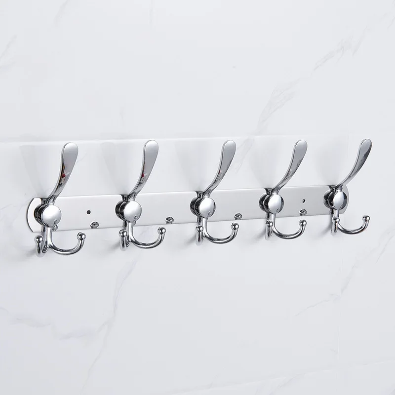 5 Hooks Stainless Steel Wall-mounted Bathroom Hook Rack Towel Clothes Coat Hat Holder Hallway Bedroom Kitchen Storage Rack