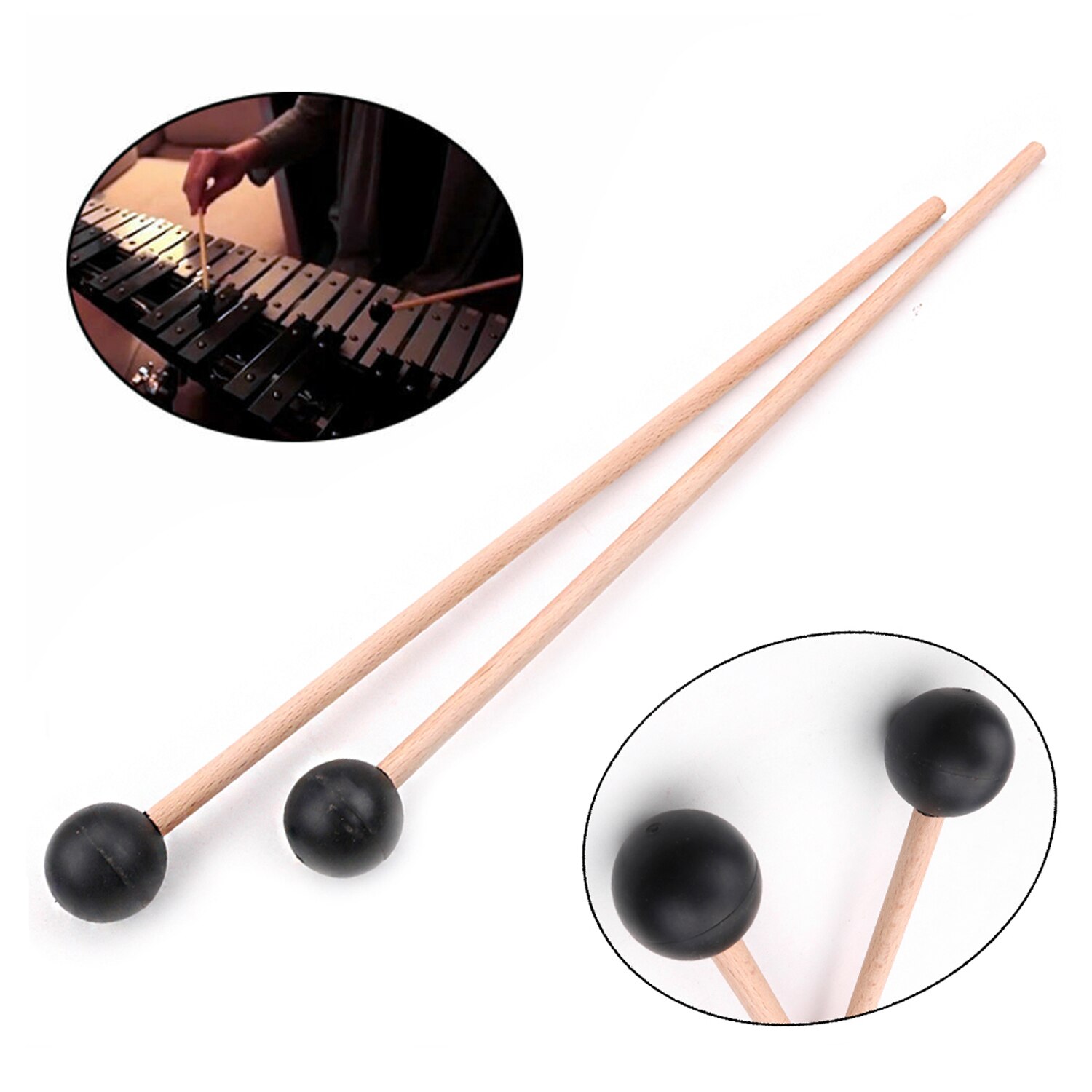 Xylofoon 1 Paar Professionele Xylofoon Marimba Mallet Drumsticks Percussie Onderdelen Lengte 365mm Slaginstrumenten: Black