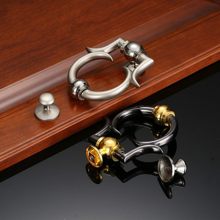 Europese Eenvoudige Klopper Gun Zwart-Goud/Zilver/Zwart Luxe Klopper Zinklegering Klop Ring Deurklopper Meubels handvat Hardware