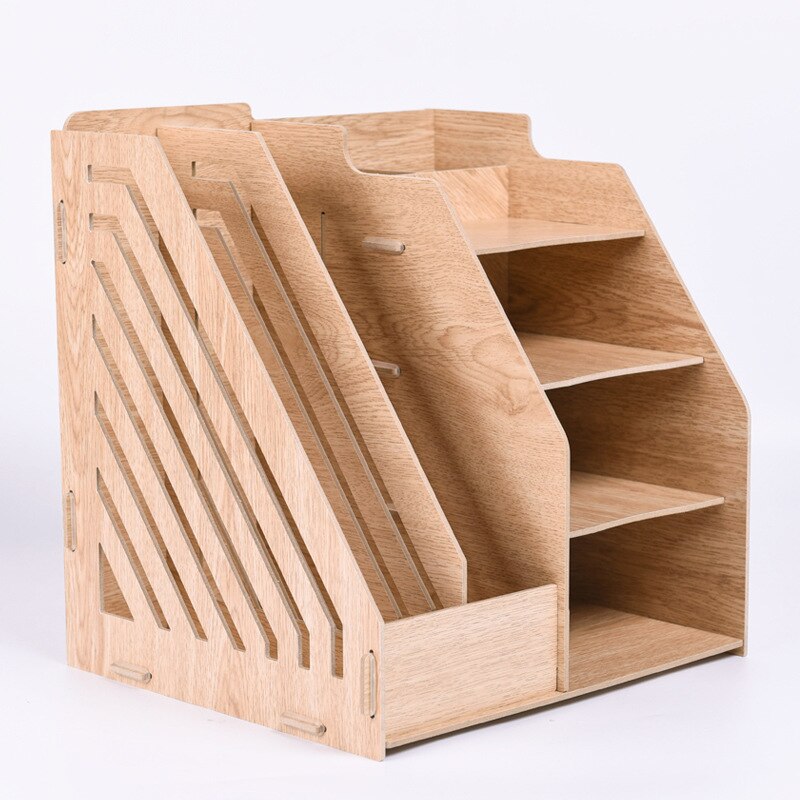 Wooden File Rack Storage Box Large Capacity Thickened File Folder Bussiness Office Supplies Desk Organizer Pen Holder Folder