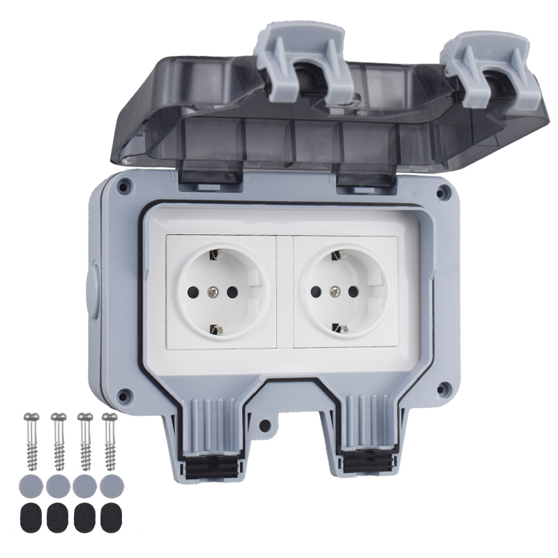 Enchufe IP66 de 220v, enchufe exterior impermeable de Corea, enchufes eléctricos e interruptor de pared, adaptador europeo múltiple de la UE, alimentación para el baño: Oro