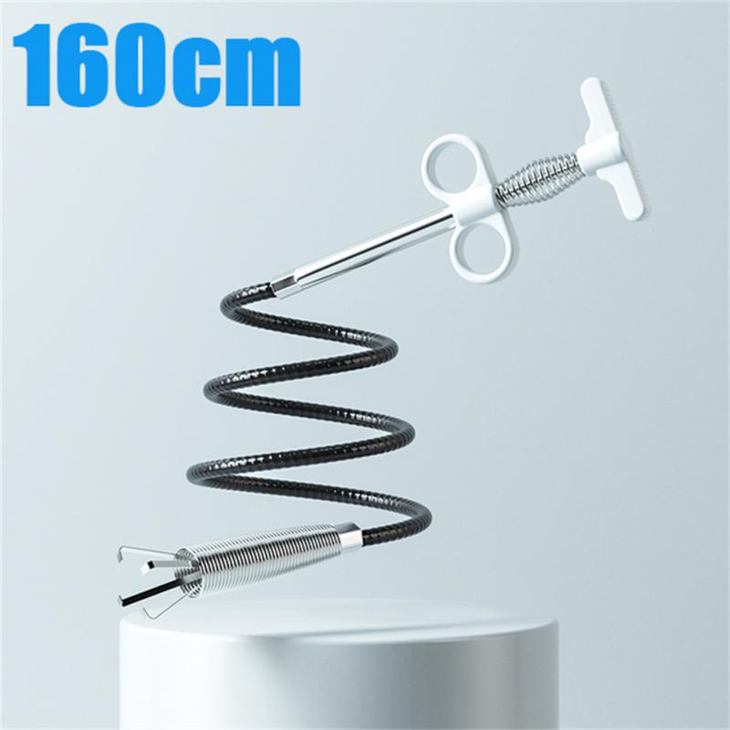 Sewer Pipe Unblocker Snake Spring Pipe Dredging Tool Kitchen Bathroom Sewer Cleaning Tool Pipe Dredger 60-300cm: white 160cm