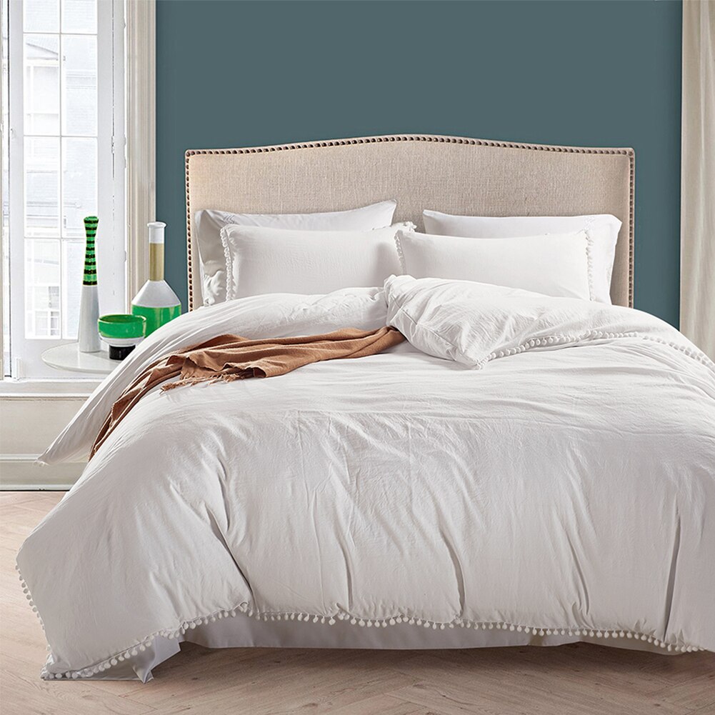 Pink Princess Bedding Sets With Plush Ball Decorative Duvet Cover Set 2/3pcs Twin Double Queen Quilt Cover (No Sheet No Filling)