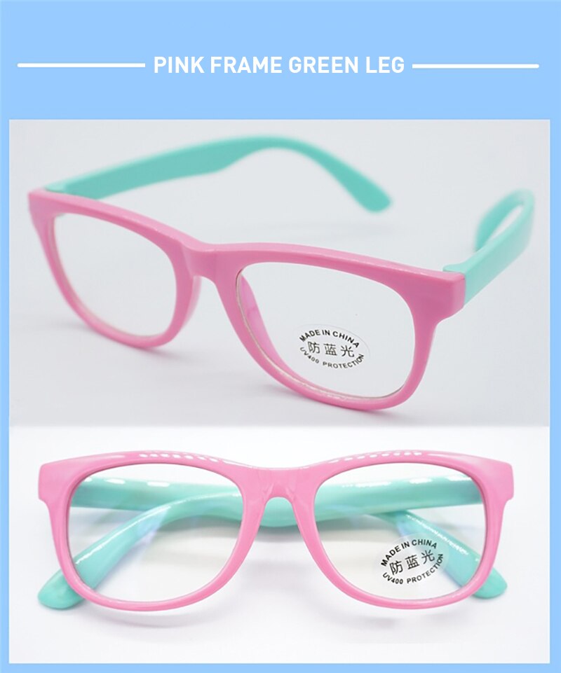 Bendable Children Optical Glasses Flexible One-piece Safe Eyeglasses Plain Mirror Silicone Anti-blue Light Goggles Eyewear: 07 with box