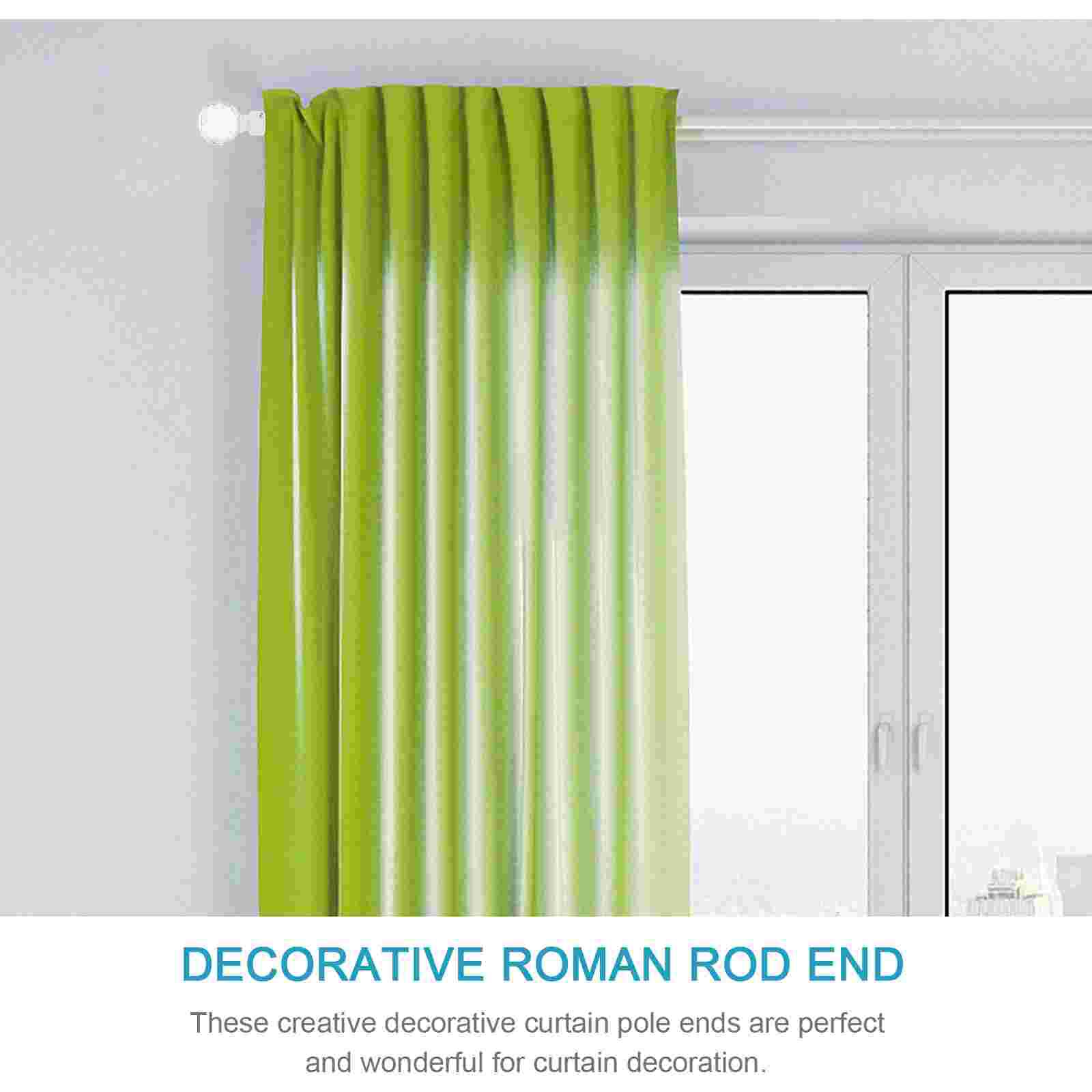 2pcs Decorative Curtain Rod Finials Crystal Iron Art Curtain Rod Ends Accessory