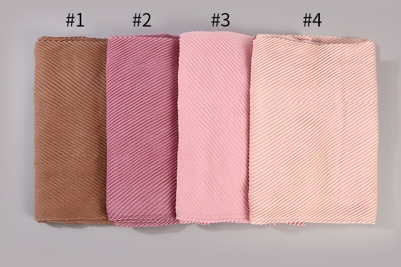 Offre Spéciale plissé maxi hijabs écharpe châle plaine maxi musulman hijab femmes rides foulards châles doux silencieux 1 pc