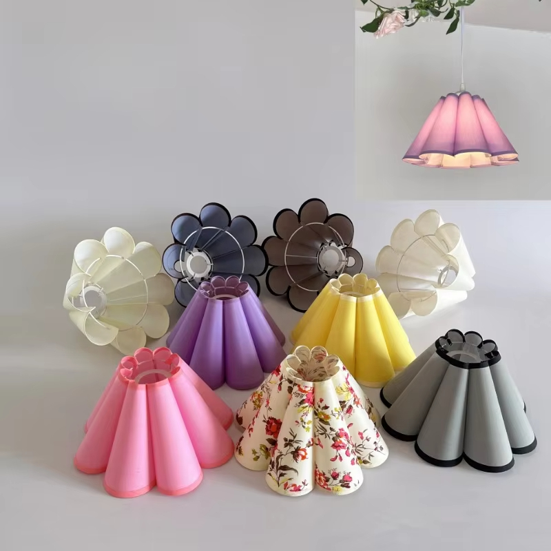 Vacker lotusblomma lampskärm tyg bordslampskärm  e27 skrivbordslampskärmar sovrumslampdekor gör-det-själv-tillbehör