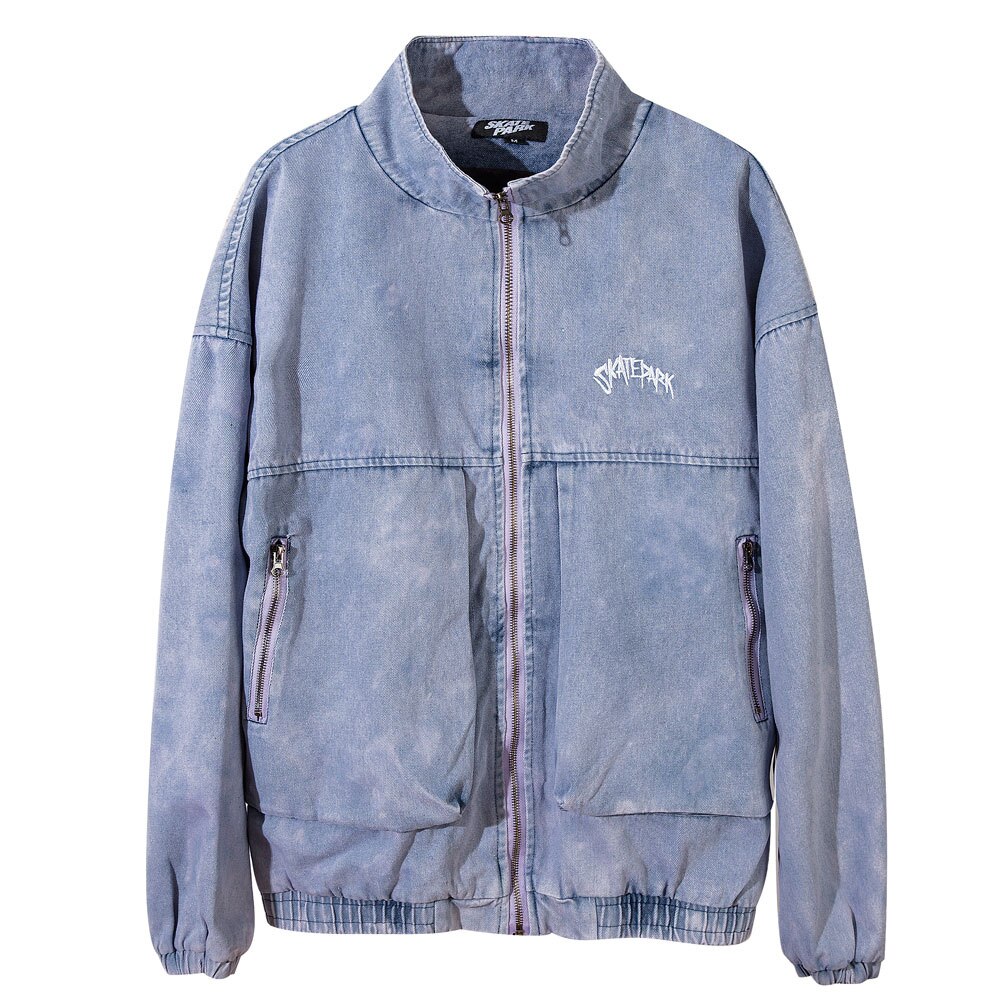 Lindsey Seader Hip Hop Denim Rits Jas Gewassen Hip Hop Casual Denim Jeans Jasje Streetwear Bovenkleding Mannen Kleding: purple / XL