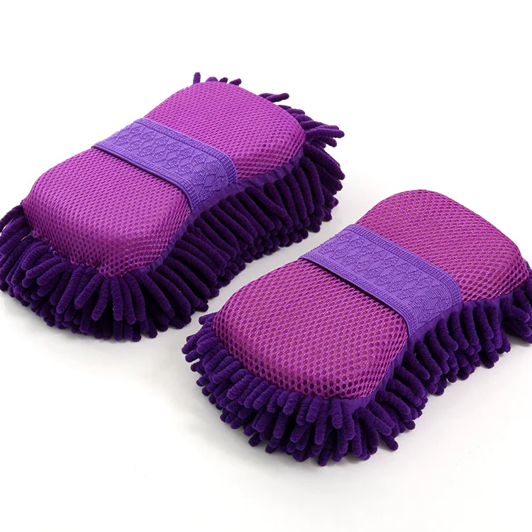 Esponjas de microfibra para lavado de coches y motocicletas, manopla de lavado de polvo de chenilla, guantes de limpieza para motocicleta, herramientas de esponja para lavado de coches y Motor, 2 uds.: Verde militar