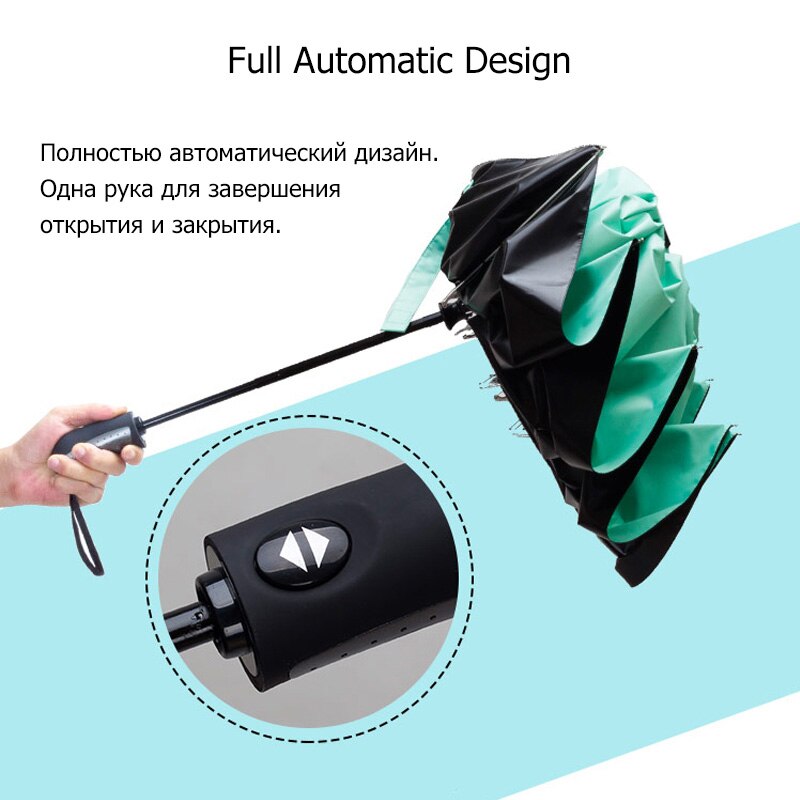 Reverse Fully-automatic Umbrella Rain Women Men Windproof 3Folding Black Coating Sun Umbrella Car Business Men Umbrellas