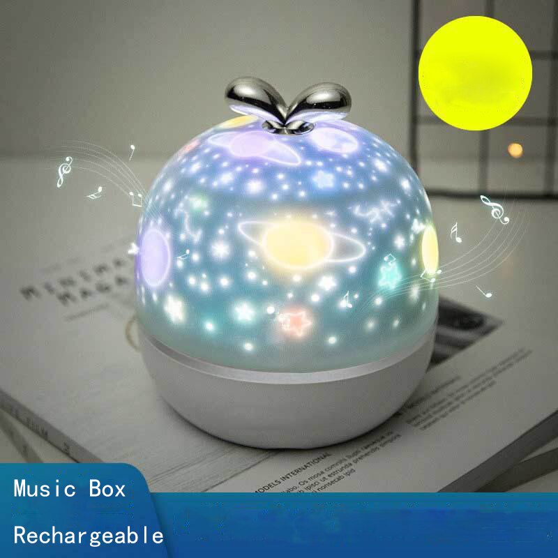 Star Night Light Projector Constellation Night Lamp Bedroom Nightlight Kids Baby Children Room Light Bluetooth Speaker Music: B music box