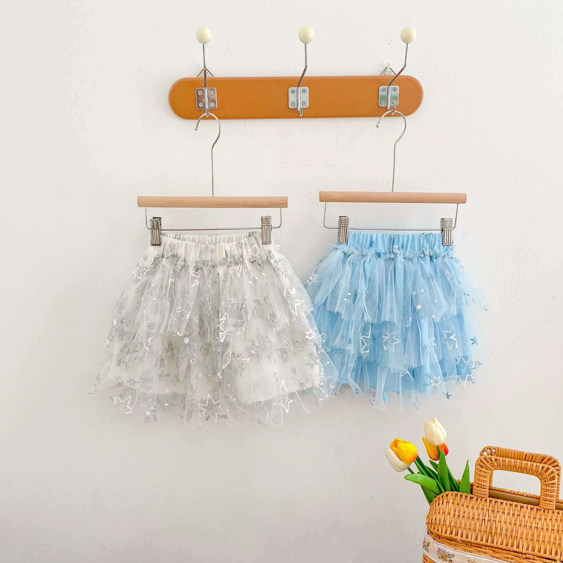 Meisjes Pailletten Ster Rokken Prinses Mesh Tutu Zomer Fantasy Sneeuwvlok Kinderen Baljurk Rok Zoete Baby Party Falda Tulle