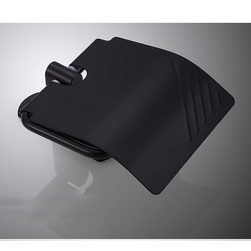 1 Pc Paper Roll Holder Wall Mounted Black Matte Rust Proof Alumimum Classic Tissue Holder for Toilet Bathroom