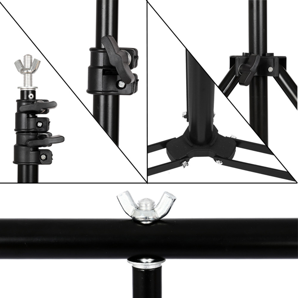 Suporte de fundo de metal em formato de t, estrutura de apoio para vários tamanhos para fotografia e estúdio de vídeo, tela verde cromakey