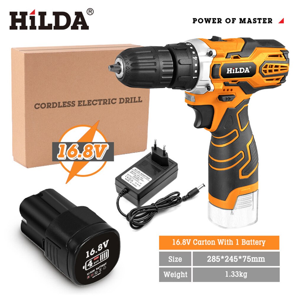 12V 16V 20V Cordless Drill Electric Screwdriver Hand Drill with Lithium Battery Wireless Power Tools: 16.8V