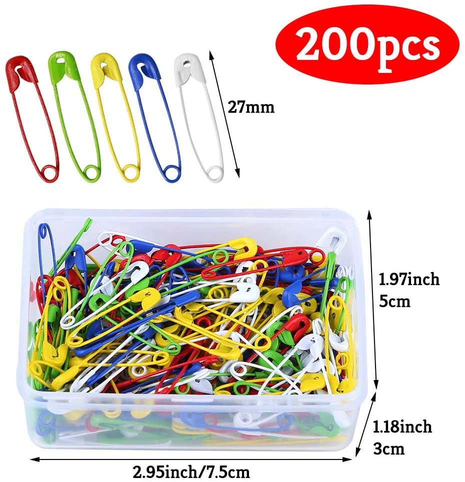 Lmdz 200 stk sikkerhetsnåler, fargerike malede sik... – Vicedeal, image size:930x964