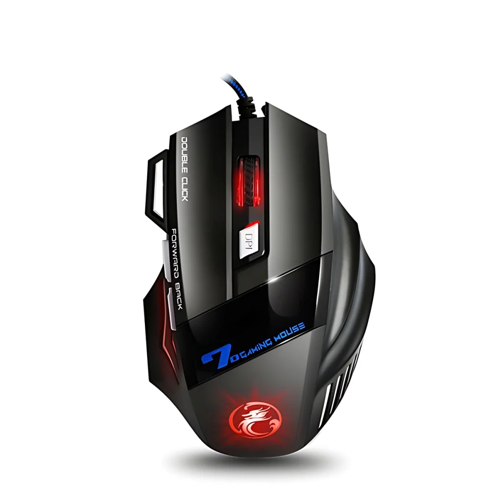 STONEGO-ratón ergonómico para Gaming, Mouse con cable USB, 5500 DPI, con retroiluminación LED, 7 botones, para PC y portátil: Verde