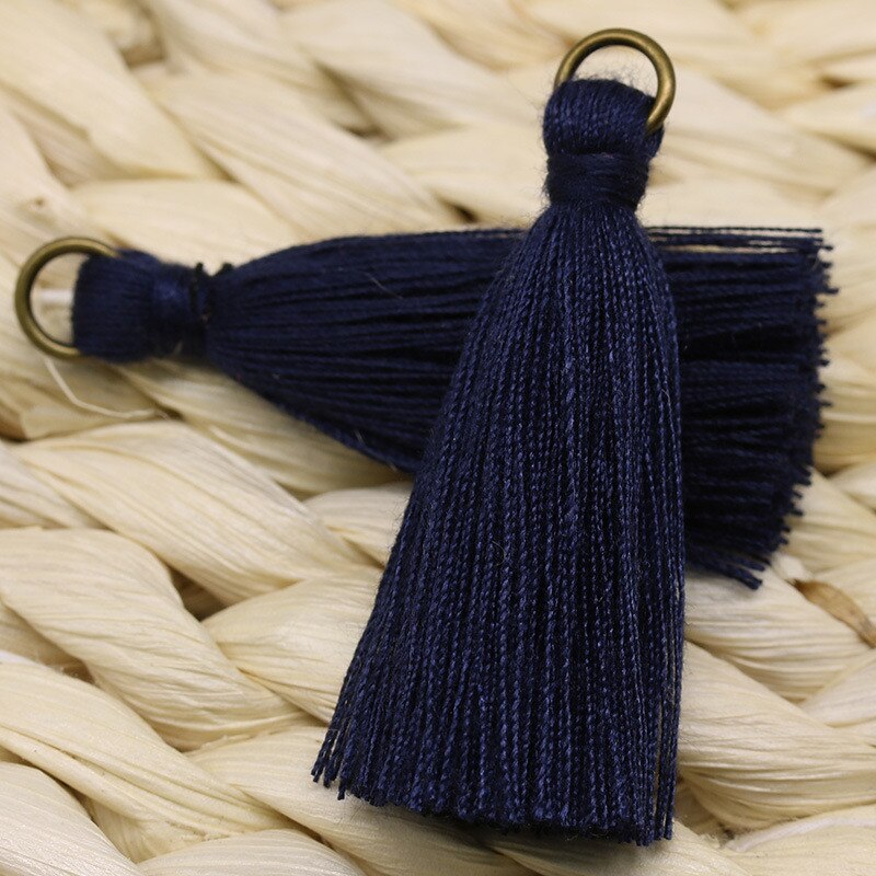 20 stuks 4.5cm koperen ringen mini kwastjes hangers sieraden gordijn kleding decoratieve accessoires sleutel tas hanger knutsel kwastjes diy: Marineblauw