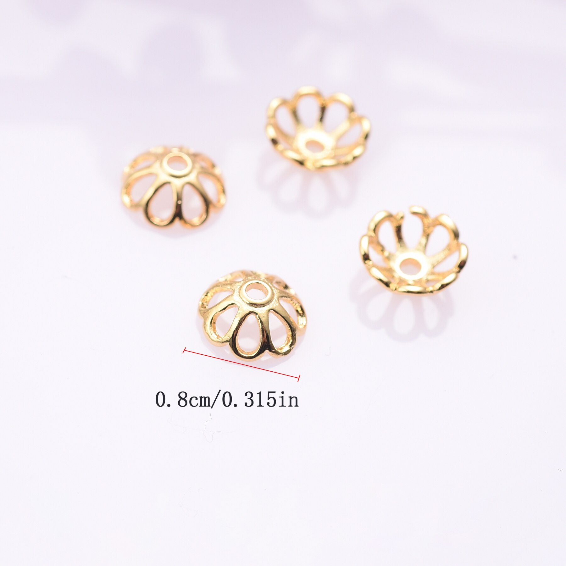 10 Stks/partij Hollow Flower Kralen Caps Real Vergulde Messing Bloem Sieraden Accessoires Voor Diy Ketting Oorbel Vrouwen Meisjes