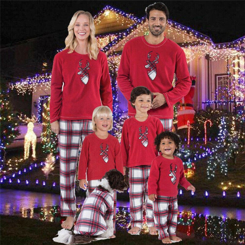 Pudcoco familie matchende julepyjamas sæt jule nattøj nattøj outfits