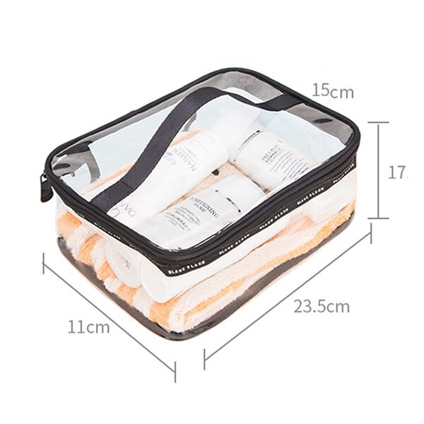 UOSC Women Transparent Cosmetic Bag Zipper Travel Make Up Case Makeup Beauty Organizer Storage Pouch Toiletry Wash Bath Bag: Large