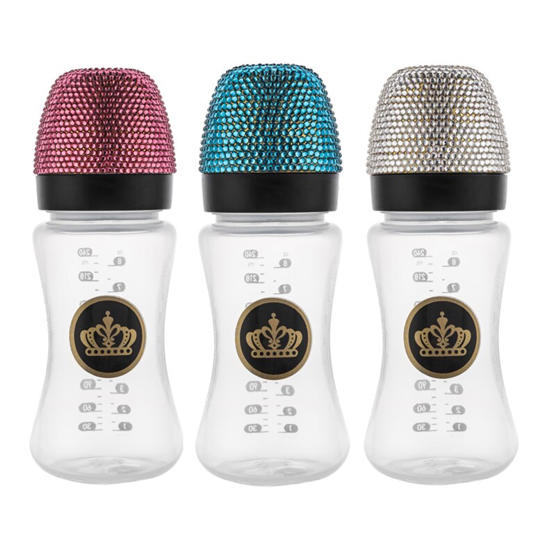 BLINGONLY Rhinestone Milk Feeding BPA Free Food Grade Plastic Gold Bling Baby Bottle