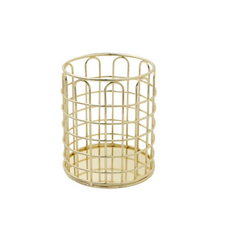 Nordisk hul metal rosa guld makeup børste opbevaring spand ins skønhedsværktøj børste opbevaring tube desktop penholder iron art cvs: C