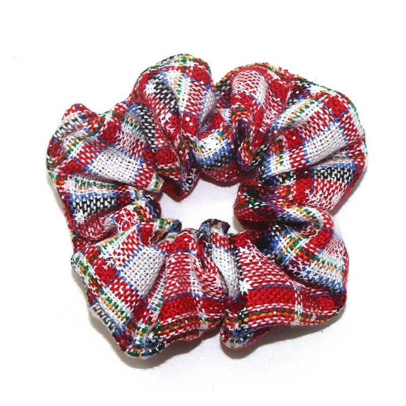 Christmas Hair Schrunchies Snowflakes Elastic Hair Bands Girls Hair Ties Ponytail Holder Red Xmas Hair Rope Kids Gum Accessories