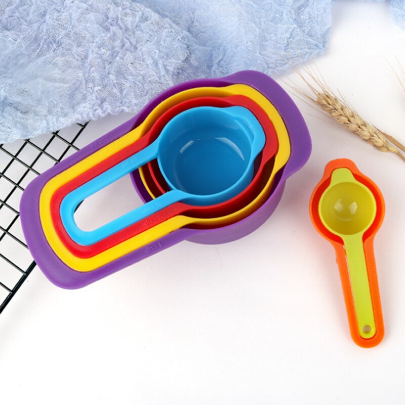 Cucharas multiusos para medir tazas, herramientas de silicona para hornear PP, accesorios de acero inoxidable/mango de plástico, utensilios de cocina, 4 Uds./8 Uds.