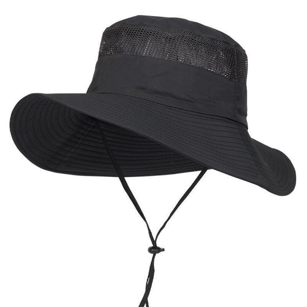 Chapéu de aba grande para guarda-sol ao ar livre masculino e chapéu protetor solar, chapéu de sol de verão, chapéu de pesca, chapéu de pescador de montanhismo k9n7