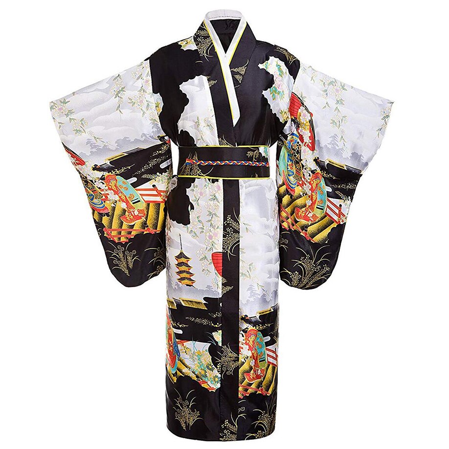 Kimono tradicional japonés de talla grande para mujer, ropa Vintage, novedad clásica, disfraz de Cosplay, ropa de actuación suave de manga larga