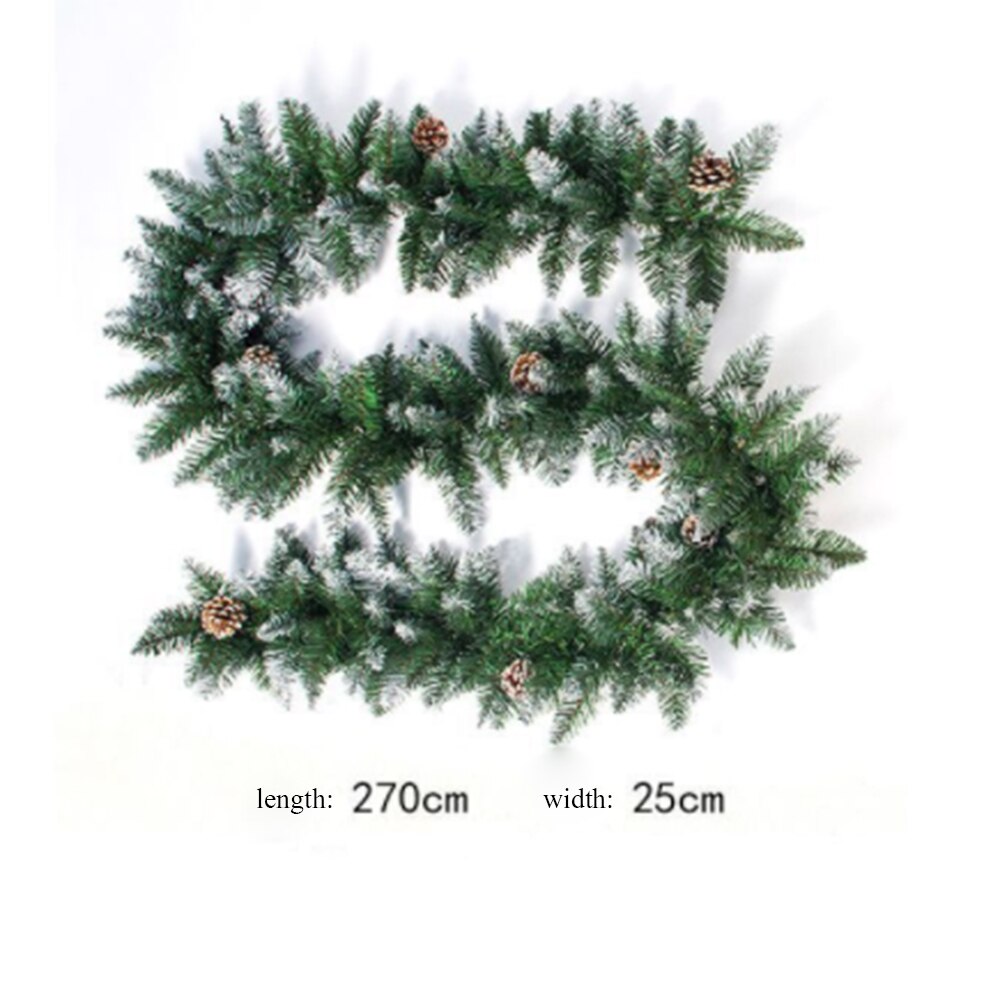 2.7M Christmas Rattan Green Artificial Xmas Tree Rattan Hanging Wreath Ornaments with Pine Cone DIY Decorative