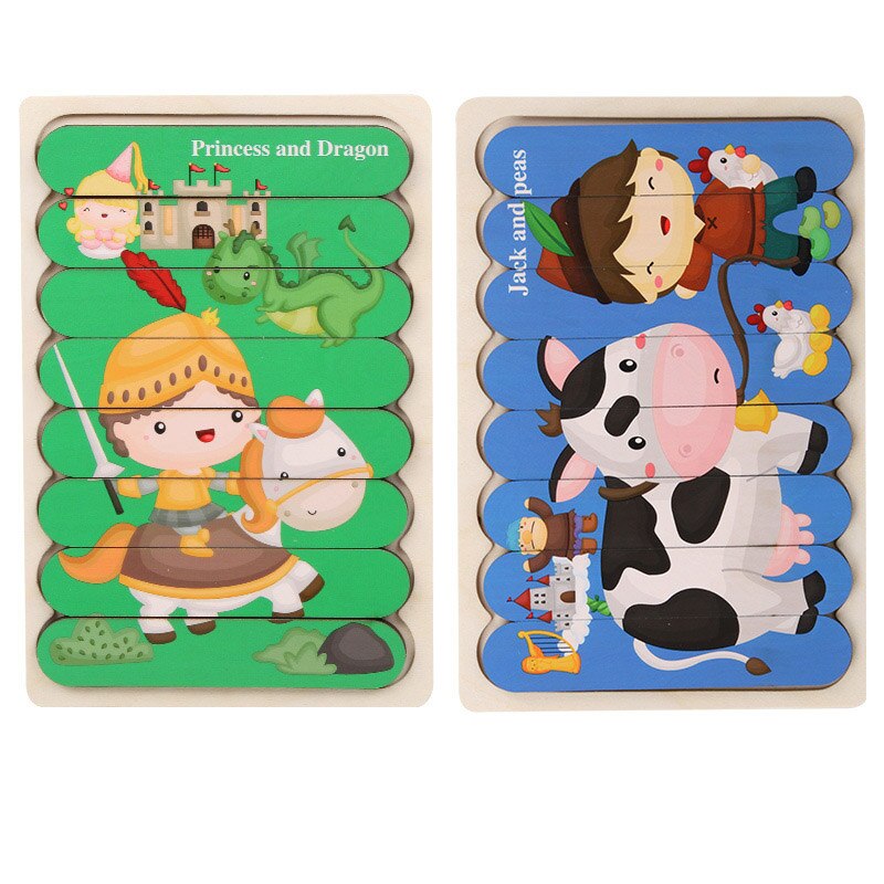 2Pcs Kids 3D Strip Jigsaw Puzzle Cartoon Animals/traffic Wooden Toy Early Learning Toys For Children Montessori Educational: 10