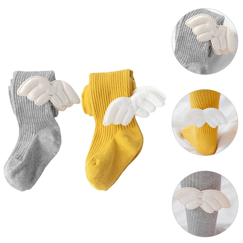 2 paia di Primavera Autunno Bambini Collant Lavorato A Maglia Lungo Calzini E Calzettoni Ali di Angelo ghette