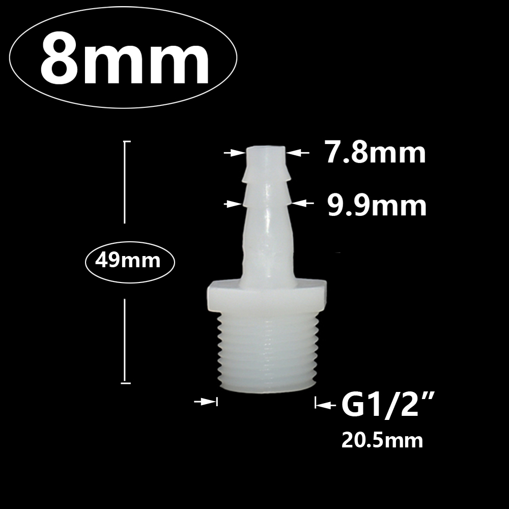 Männlich 1I2 Zoll bis 4/6/8/10/12/14/16/18/20 mm Kunststoff Schlauchtülle Anschluss PVC Wasser Rohrverschraubungen Koppler