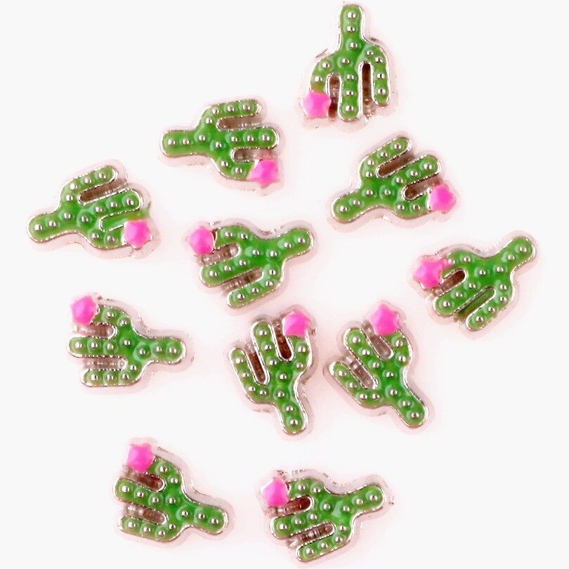 20Pcs/Lot Mix Styles Flowers Charms Making Cactus Rose Plant Floating Charms Memory Glass Locket Jewelry Diy